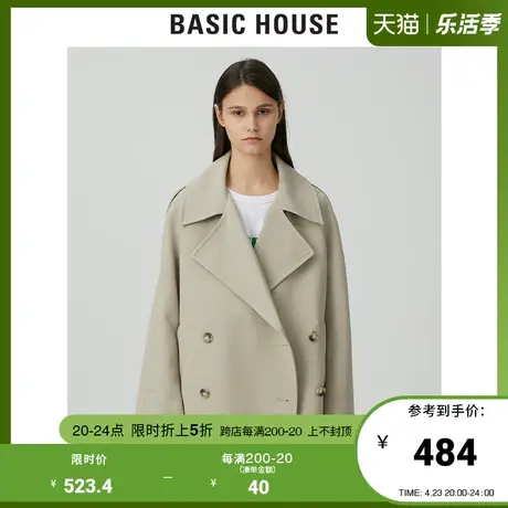 Basic House/百家好2021春秋商场同款韩风双排扣短外套女HVCA121A商品大图