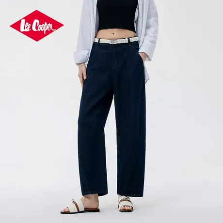 Lee Cooper/李库珀 深蓝水洗宽松牛仔裤女款夏季休闲直筒弯刀裤子图片
