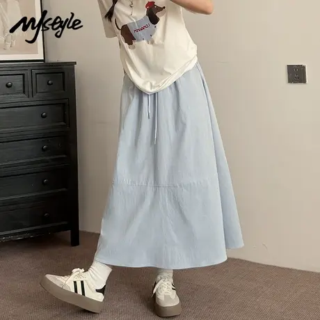 MJ STYLE美式半身裙女2025夏季新款季高腰宽松休闲中长款a字伞裙商品大图