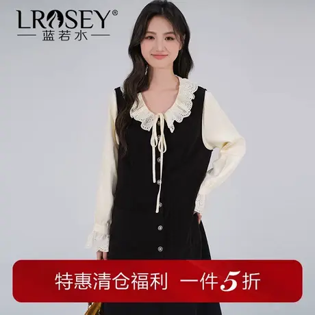 蓝若水大码女装气质穿搭减龄背带裙胖mm秋季新款学院风显瘦连衣裙图片