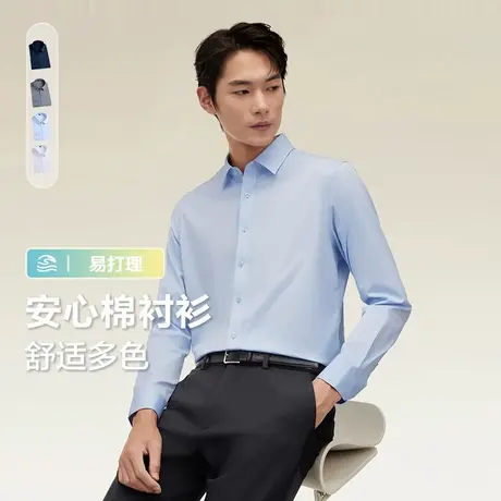 【zbsy】红豆易打理舒弹有型小方领商务长袖衬衫商品大图