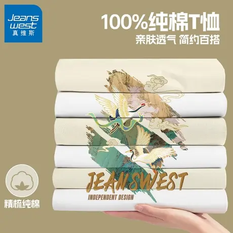 GV真维斯纯棉长袖t恤男春秋季新款男士重磅宽松休闲中国风打底衫B图片