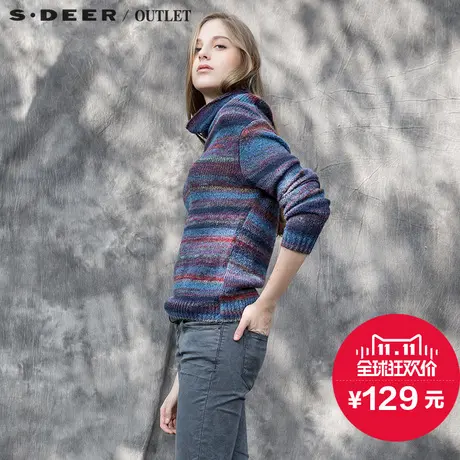 s.deer【新品】圣迪奥专柜正品混色勾织长袖女式针织衫S13483509图片