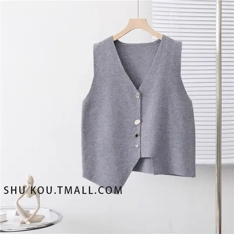 不规则针织马甲背心女V领设计感洋气内搭马夹上衣商品大图