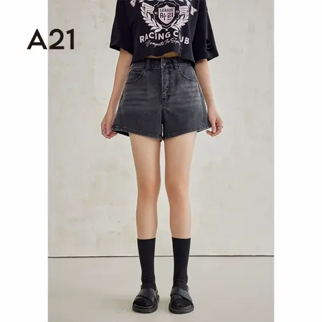 A21女装阔腿牛仔短裤夏季新款水洗做旧复古显瘦巨好看三分裤子图片