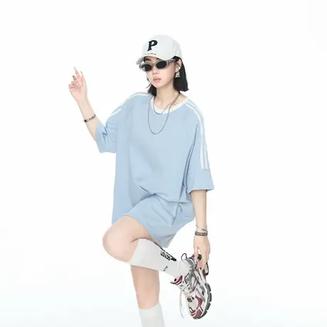 2025夏装新款纯棉拼色宽松T恤男女同款ins风潮牌短袖上衣7色可选图片