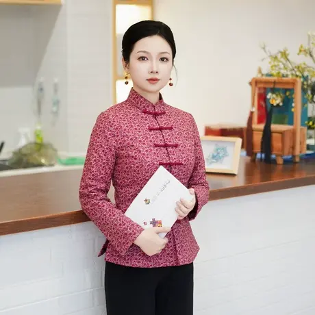 筠雅冬季新款加厚保暖唐装上衣棉服显瘦新中式女装旗袍棉衣24J450商品大图