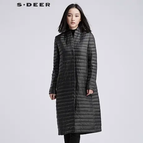 sdeer圣迪奥2018冬装廓形纯色轻薄过膝白鸭绒羽绒服女S16482478图片