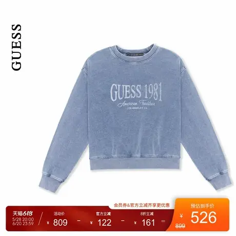 GUESS25年新款春季女士美式复古通勤百搭经典落肩袖卫衣-MP1K7441商品大图