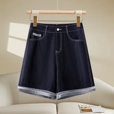 2025夏季新款高腰显瘦牛仔短裤女宽松百搭休闲阔腿裤小个子五分裤图片