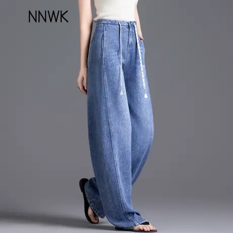 高级感天丝牛仔裤女2025新款弯刀裤夏季薄款宽松垂感显瘦镰刀女裤商品大图