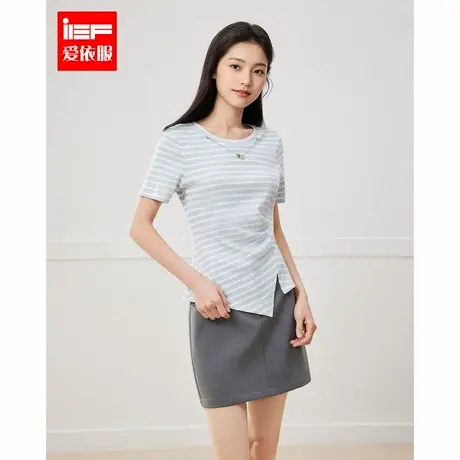 IEF/爱依服【DNA系列】2025夏季新款韩版时尚通勤条纹修身百搭T恤图片