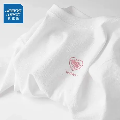 KMV真维斯白色百搭短袖t恤女2025夏新款松弛休闲好看户外运动上衣商品大图