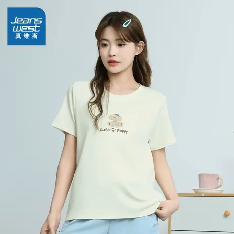 G8真维斯女款2025夏季新款简约可爱小熊图案百搭甜美女装短袖T恤图片