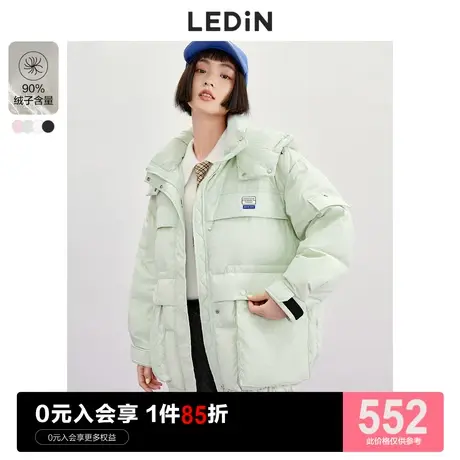 乐町大口袋工装羽绒服休闲新款短款羽绒服女冬季宽松小个子时尚商品大图