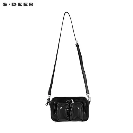 sdeer圣迪奥女夏装休闲简约时尚口袋牛皮革邮差包斜挎包S21283809图片