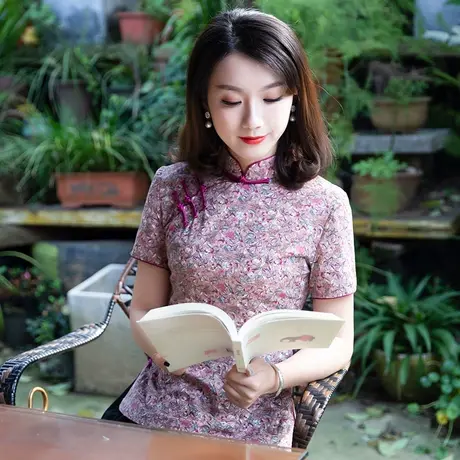 筠雅唐装女中国风旗袍式上衣盘扣短袖复古茶服禅意素衣中式女装夏图片