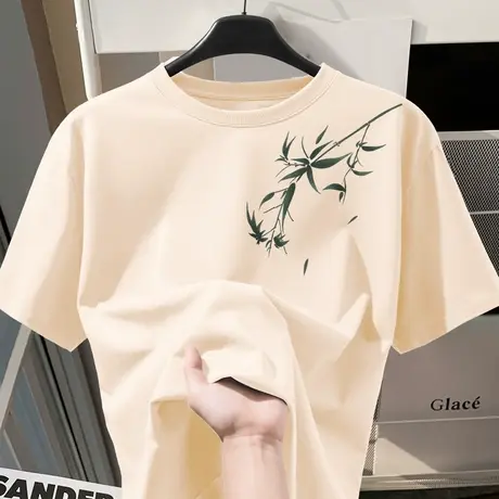 国风正肩短袖女t恤夏2025新款爆款夏装纯棉半袖体恤宽松大码女装商品大图