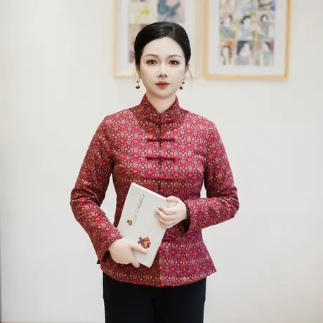 筠雅冬季新款唐装女中国风旗袍小袄加厚保暖新中式盘扣棉衣24J449商品大图