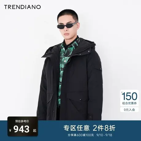 TRENDIANO官方潮牌秋冬男装时尚百搭多口袋工装连帽羽绒服外套男图片