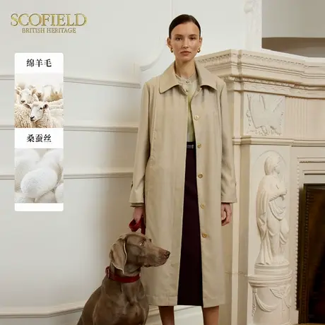 【绵羊毛+桑蚕丝】Scofield女装休闲风衣堤川腰带2025春季新品图片