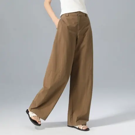 咖色阔腿裤女2025新款夏季薄款宽松裤子休闲裤高腰直筒香蕉拖地裤商品大图