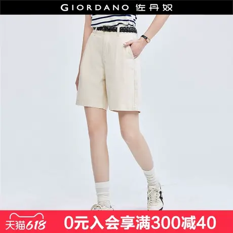 佐丹奴牛仔短裤女夏季新款纯棉裤子压褶半松紧腰休闲短裤18404203商品大图