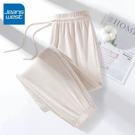 KV真维斯米白色运动束脚裤女2025新款夏季冰丝宽松裤子通勤休闲裤图片