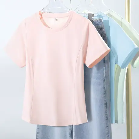 KWV真维斯正肩冰丝短袖t恤女2025新款夏季凉感休闲运动上衣女夏图片