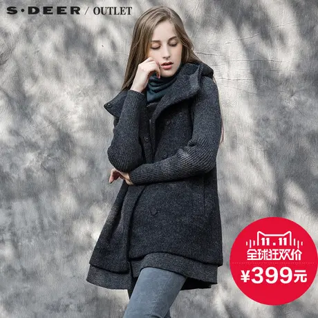 s.deer【新品】圣迪奥专柜正品女连帽休闲大气女式大衣S13481790图片