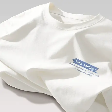 白色小个子长袖t恤女2024新款爆款春秋季美式圆领纯棉宽松上衣女商品大图