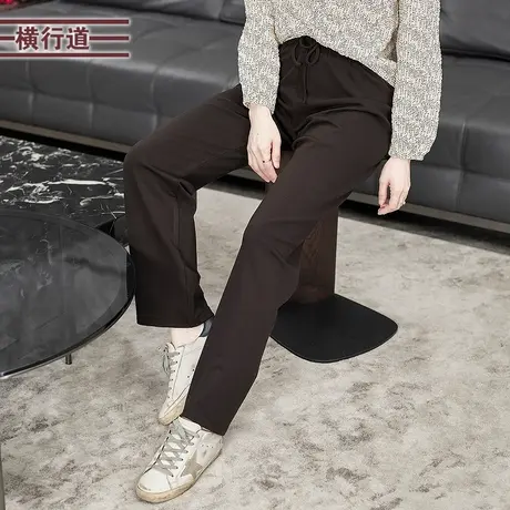 新款宽松休闲黑色抽绳阔腿长裤女装遮肉显瘦大码下装外穿2025夏季图片