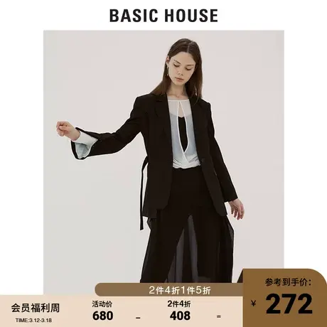 Basic House/百家好女装秋冬款气质西装女士韩风纯色外套HTJK720B商品大图