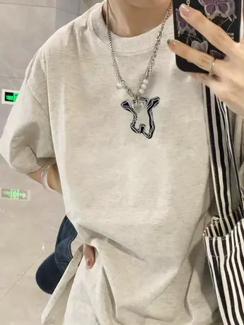 美式复古hiphop大码T恤女夏情侣装纯棉短袖ins潮宽松显瘦洋气上衣商品大图