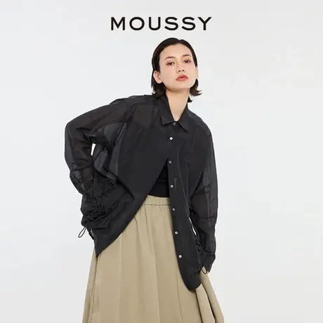 MOUSSY 新品慵懒风日系宽松长袖系带大口袋衬衫女028HSZ30-0591商品大图
