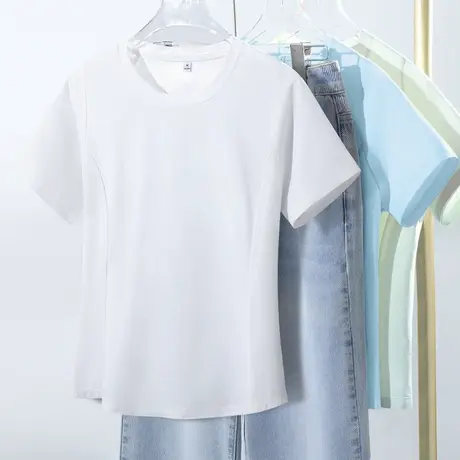 KWV真维斯修身速干短袖t恤女2025新款爆款流行半袖超凉感上衣女商品大图