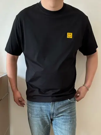 DAEVU夏新款大码男装简约笑脸潮胖子加肥加大圆领男士短袖t恤半袖图片