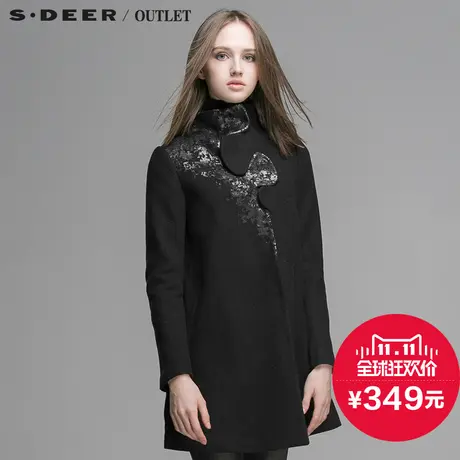 s.deer【新品】圣迪奥专柜正品知性拼图涂层毛呢大衣S14481844图片