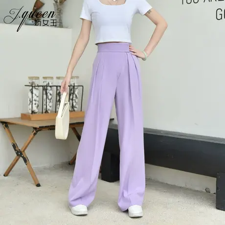 高腰阔腿裤女夏季新款宽松休闲显瘦垂感直筒裤时尚薄款拖地长裤子商品大图