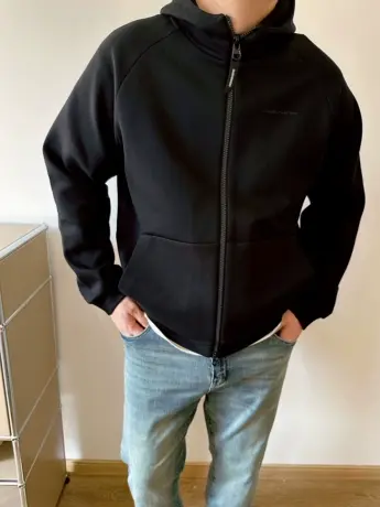 DAEVU春新款大码男装运动休闲潮胖加肥加大男士连帽开衫卫衣外套图片