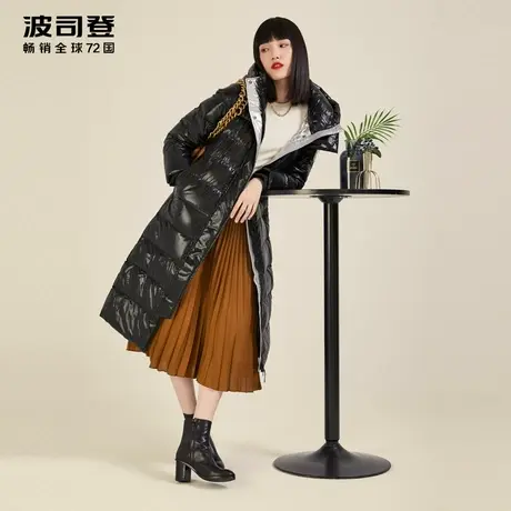 波司登泡芙羽绒服女中长款过膝显瘦腰带鹅绒外套冬季保暖轻盈零压图片