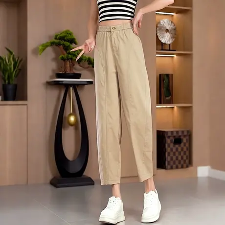 天丝棉休闲小脚弯刀裤女夏季薄款小个子九分烟管裤高腰显瘦哈伦裤商品大图