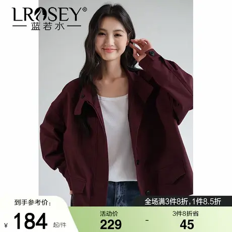 【安哥拉红工装立领外套】蓝若水大码2025秋季新品休闲短款夹克商品大图