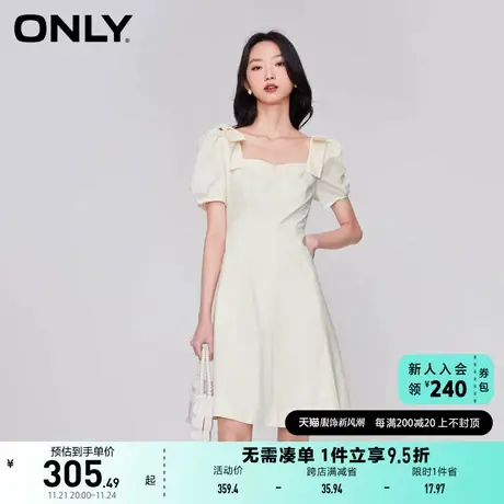 ONLY奥莱夏季新款时尚可爱蝴蝶结名媛风修身连衣裙女图片