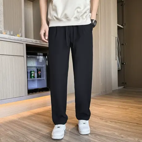 春季纯色直筒卫裤休闲裤潮牌时尚垂感高级感百搭轻熟风纯色松紧裤商品大图