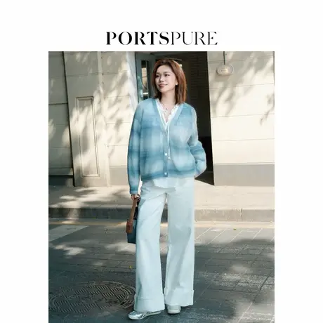 【博主同款】宝姿PORTSPURE女装2025夏季新品淡人波嬉阔腿牛仔裤商品大图