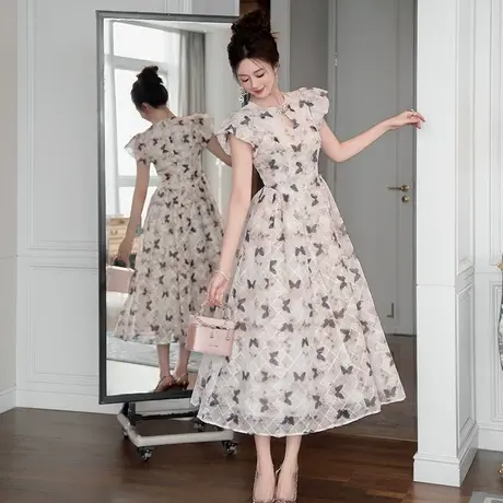 扎染印花温柔风连衣裙商品大图