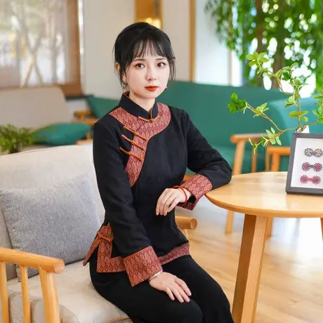 筠雅唐装女冬棉袄加厚保暖旗袍棉衣改良茶服女秋冬中式女装24J363图片