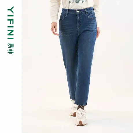 [专柜同款]Yifini/易菲时尚显瘦小脚裤锥型裤休闲九分牛仔裤25春商品大图