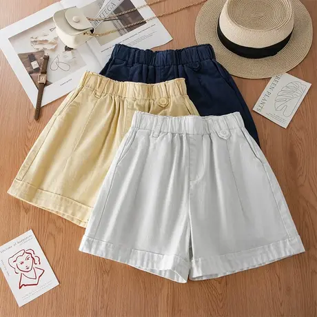 2025夏季新款松紧腰短裤女宽松显瘦时尚百搭a字阔腿裤休闲热裤潮商品大图